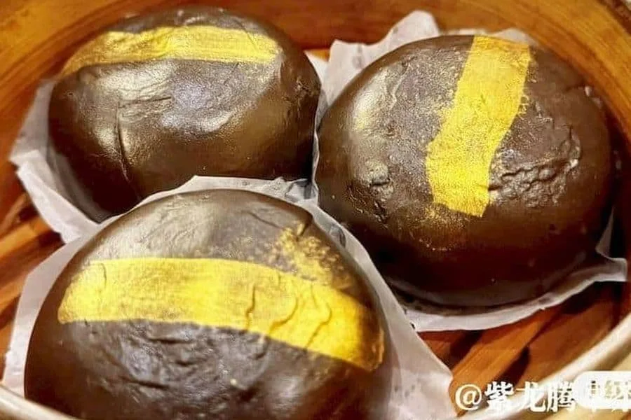 Black Gold Eggs Yolk Bun / 黑金流沙包 at Dragon Emperor – Saskatoon Chinese Restaurant